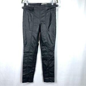 Free People Women’s Sz 2 Black Vegan Leather Pants Ankle Slim Fit Zip Gothic NEW
